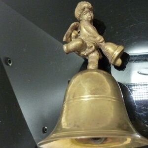 Vintage Brass Angel Bell Winged Cherub with BELL